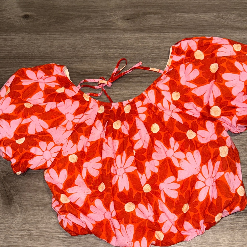 Pinch Pink and Red Floral Blouse
